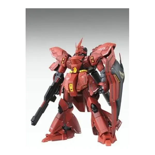 MG 1/100 MSN-04 サザビーVer.kaの公式の商品写真。赤い大柄な機体がビーム・ショット・ライフルとシールドを持っている